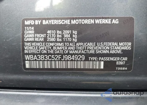 2015 BMW 328I xDrive z USA, uszkodzony, nr VIN WBA3B3C52FJ984929